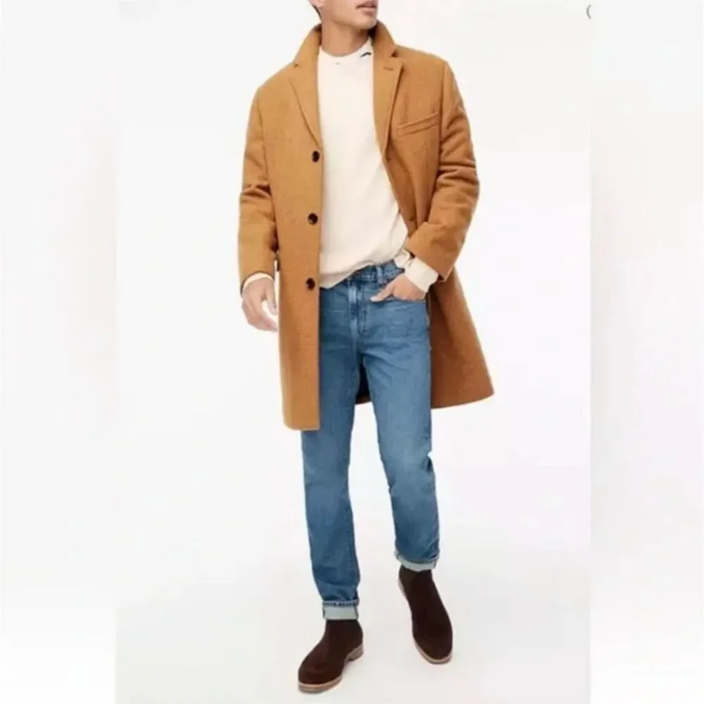 J. Crew Men's Thompson Wool Blend Top Coat in Camel Size 38